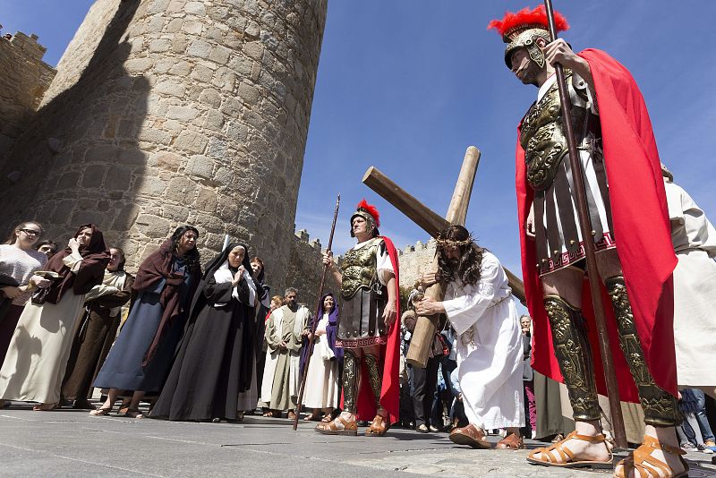 Pasión viviente representada en Ávila, cerca de la Basílica de San Vicente