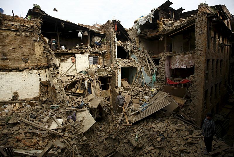 Varias casas destruidas en Bhaktapur