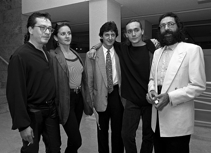 El bailaor Javier Latorre, la bailaora Nuria Leiva, los guitarristas Juan Manuel Cañizares y Vicente Amigo, el cantante Manuel Molina, en la presentación del II Festival de Flamenco de Valencia