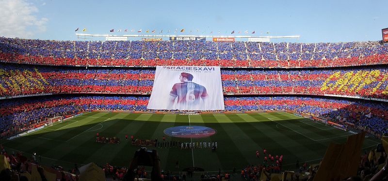 Vista panorámica de la tribuna del Camp Nou.