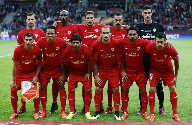 El once inicial del Sevilla.
