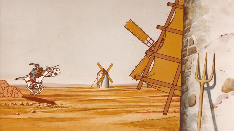 Don Quijote contra los molinos de viento