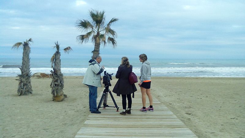 Rodando con la judoka Leire Iglesias en la playa de San Juan en Alicante