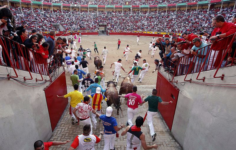 La manada de Fuente Ymbro ha llegado disgregada a la plaza de toros