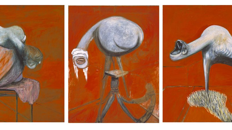 Imagen de la obra 'Three studies for figures at the base of a crucifixion' (1944) de Francis Bacon