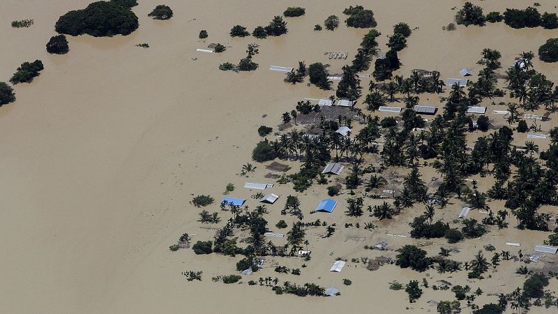 Vista aérea de Kalay. El nivel del agua ha llegado a los 2,5 metros en la región birmana de Sagaing