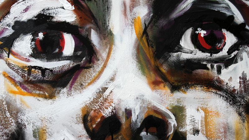 Detalle de 'Autorretrato en 2 dimensiones y media'. Obra de Ze Carrión de la exposición 'Solos' en La Neomudéjar.