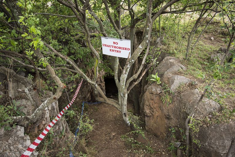 Entrada de la cueva Rising Star cerca de Johannesburgo