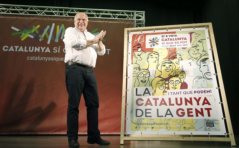 El candidato a la Generalitat por Catalunya Sí que es Pot, Lluís Rabell, durante el acto de inicio de campaña de las elecciones catalanas.