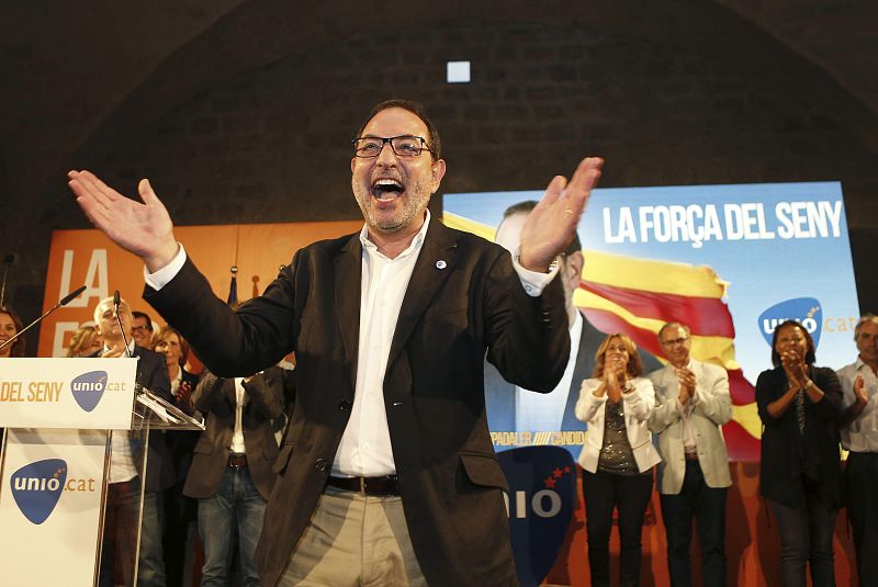 El candidato de Unió Democrática de Cataluña a la Generalitat, Ramón Espadaler, durante el acto de inicio de campaña, que los democristianos catalanes emprenden por primera vez en solitario, después de la ruptura con Convergència.