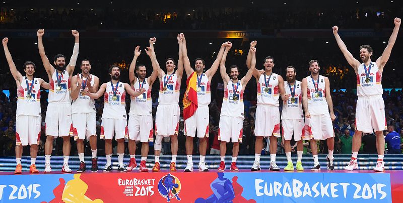 La selección española, en lo más alto del podio del Eurobasket