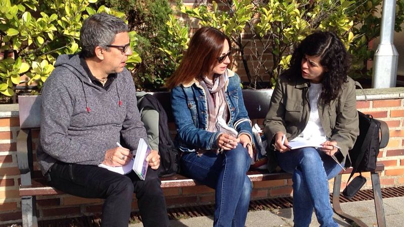  Trabajando en un momento del rodaje en exteriores