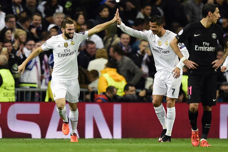 Nacho y Cristiano celebran el tanto del canterano que suponía el 1-0