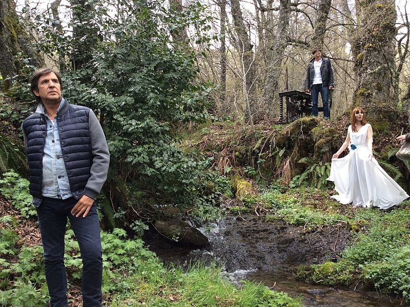 Con Manolo Tena, durante el rodaje