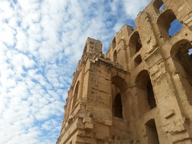 Detalle del anfiteatro romano de El Jem.