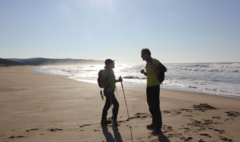 En la playa de O Rostro, con la trasna Marina.