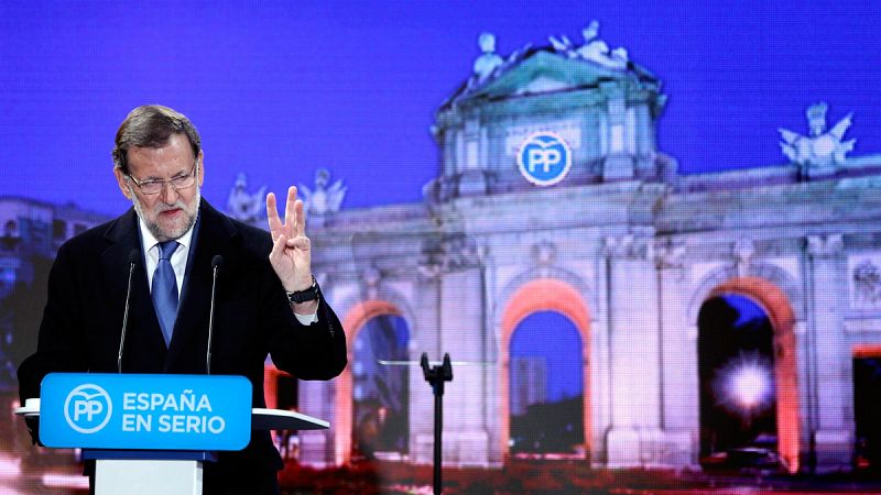 El candidato del PP, Mariano Rajoy, ha elegido Madrid para abrir la campaña.