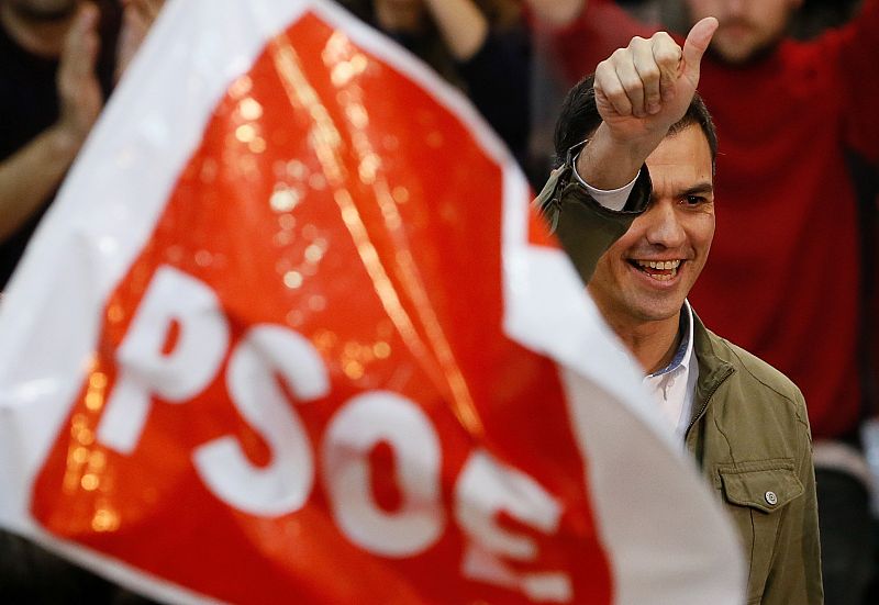 El candidato socialista Pedro Sánchez, durante el mitin en Getafe (Madrid).