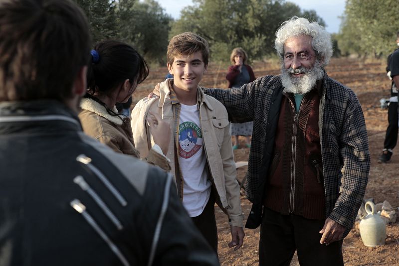Carlos, con los jornaleros de Marinaleda