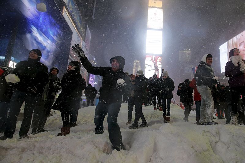 Batalla de bolas de nieve en Times Square