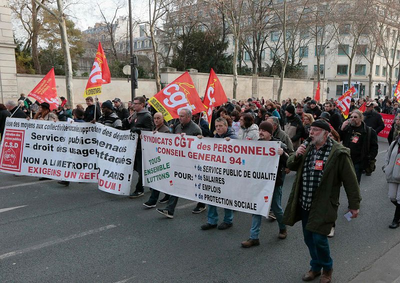 Manifestantes de la CGT en las calles de la capital francesa