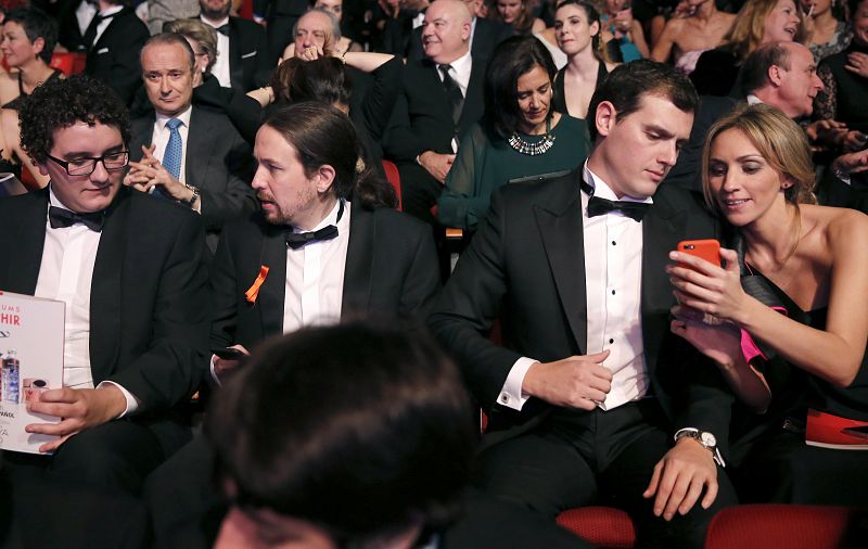 El líder de Ciudadanos y el de Podemos en la ceremonia de los Goya.