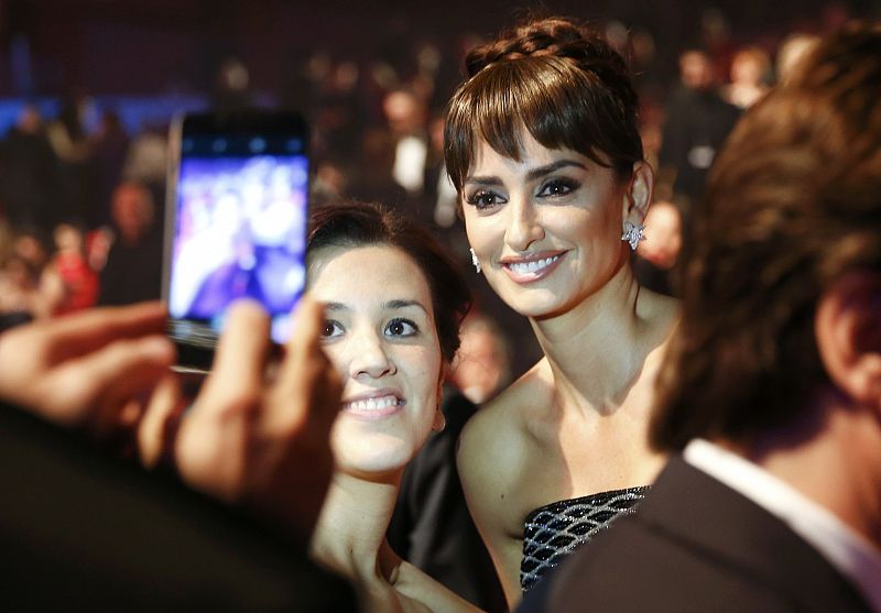 Cruz poses for a picture before the Spanish Film Academy's Goya Awards ceremony in Madrid