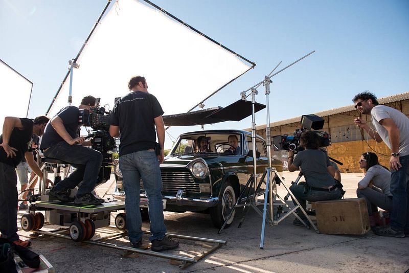  Las cámaras graban una escena en el coche con Pacino y su padre