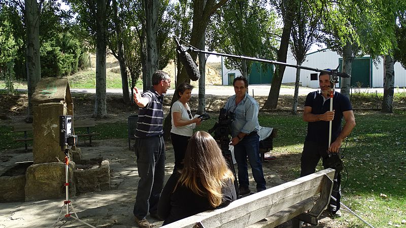 Con Mónica y José Luis en el parque de Luesia