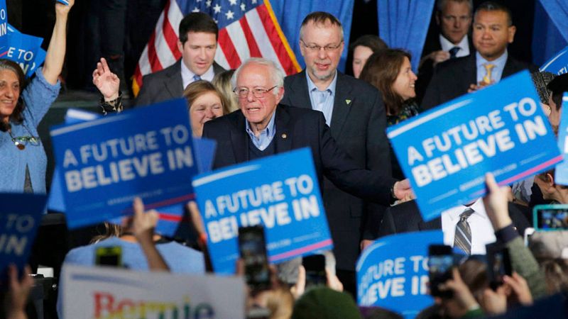 Bernie Sanders, en la celebración por su victoria en Vermont