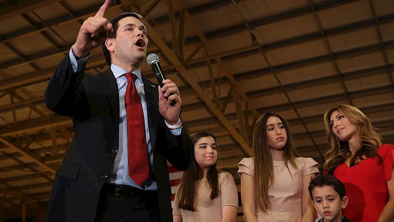 Marco Rubio, durante la comparecencia ante sus seguidores en Miami, Florida, en la noche electoral. Alex Wong/Getty Images/AFP