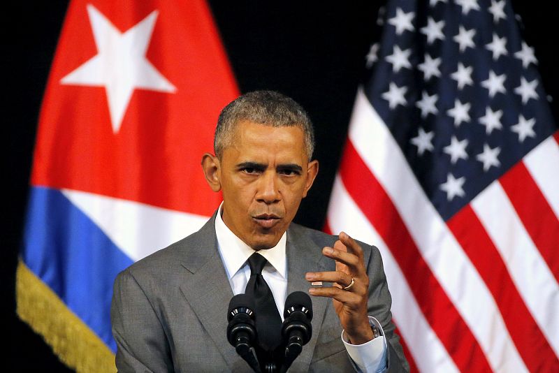 U.S. President Barack Obama delivers a speech to the Cuban people in the Gran Teatro de la Habana Alicia Alonso in Havana