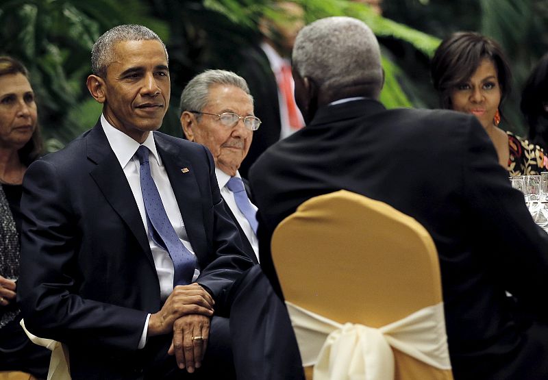 U.S. President Barack Obama and his wife Michelle attend a state dinner hosted by Cuban President Raul Castro as part of Obama's three-day visit to Cuba, in Havana