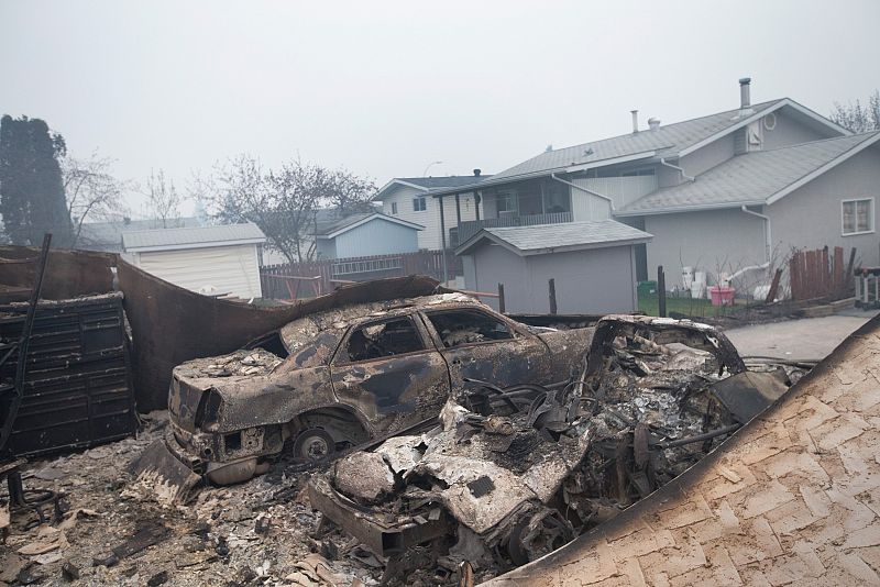 Uno de los barrios de Fort McMurray dañados por el fuego