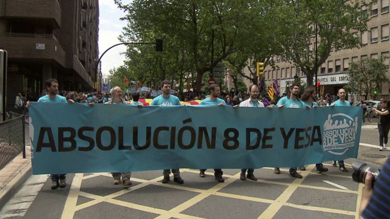 Zaragoza, 22 de mayo. Manifestación en apoyo de los ocho de Yesa.