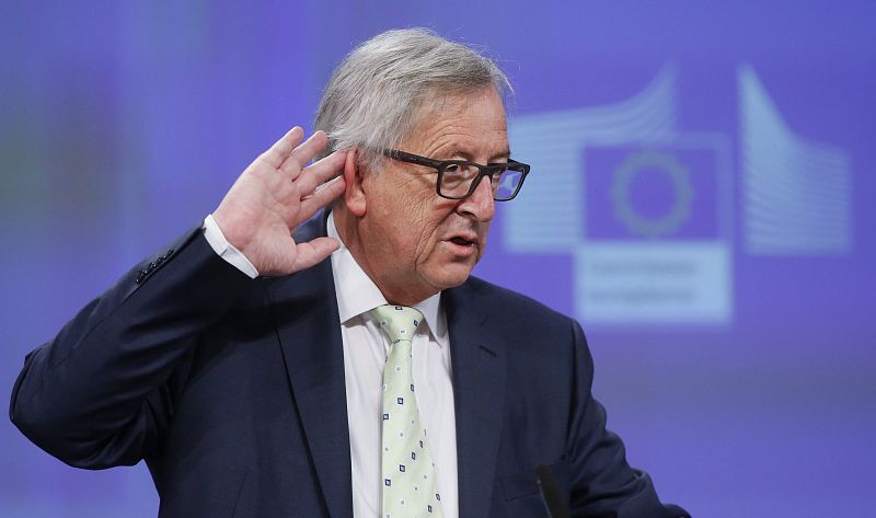 El presidente de la Comisión Europea, Jean-Claude Juncker, en Bruselas tras ganar el 'Brexit'.  Junto a su homólogo en el Consejo Europeo, Donald Tusk, y en el Parlamento Europeo, Martin Schulz, han solicitado a través de una carta al gobierno britán