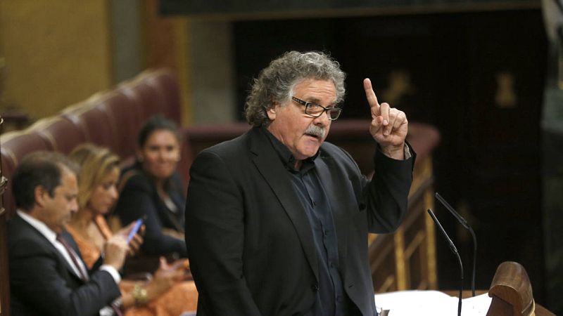 El portavoz de ERC, Joan Tardà, durante su intervención en la segunda jornada de investidura de Rajoy