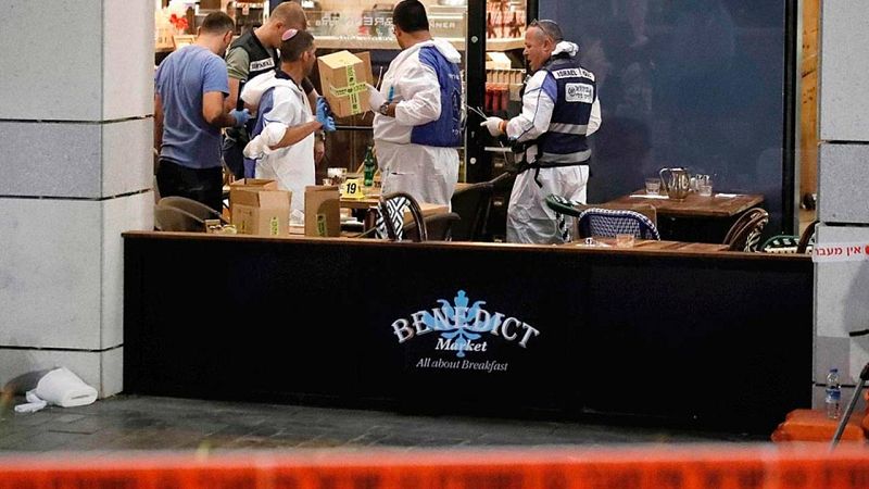 Restaurante donde cuatro israelíes murieron en un atentado en Tel Aviv, el 9 de junio de 2016