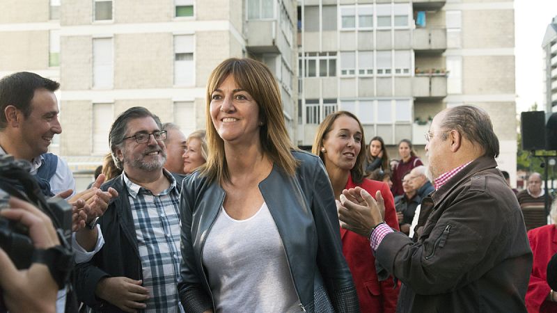 La candidata del PSE-EE a la Lehendakaritza, Idoia Mendia, en el cierre de campaña electoral vasca socialista
