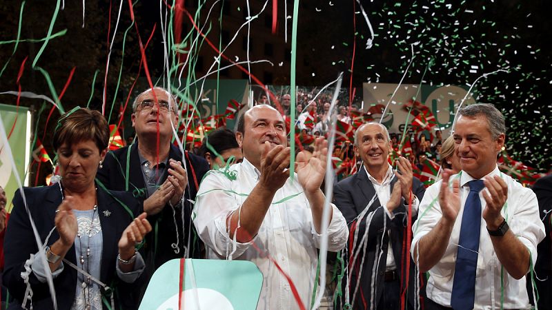 El actual lehendakari y candidato a la reelección por el PNV, Iñigo Urkullu, en el cierre de campaña electoral vasca