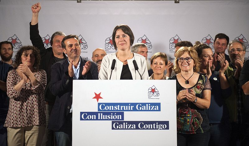 La candidata a la Presidencia de la Xunta por el BNG, Ana Pontón, realiza las primeras valoraciones desde la Nave de Vidán en Santiago de Compostela