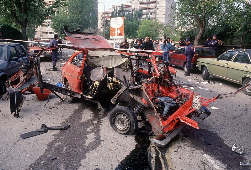 Coche en el que viajaban Irene Villa y su madre