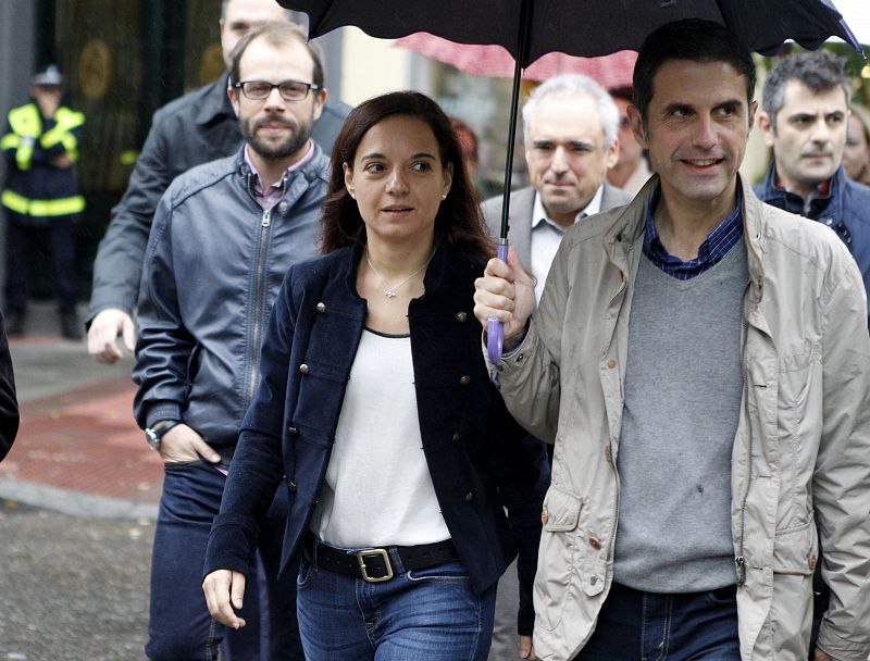 La secretaria general del PSOE-M y alcaldesa de Getafe, Sara Hernández, a su llegada a Ferraz