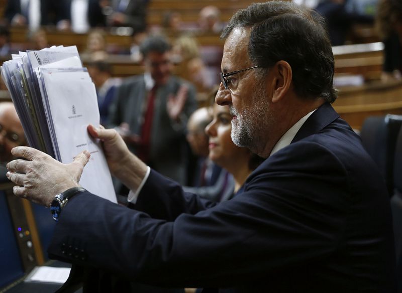 El presidente del Gobierno en funciones, Mariano Rajoy, en su escaño del hemiciclo.