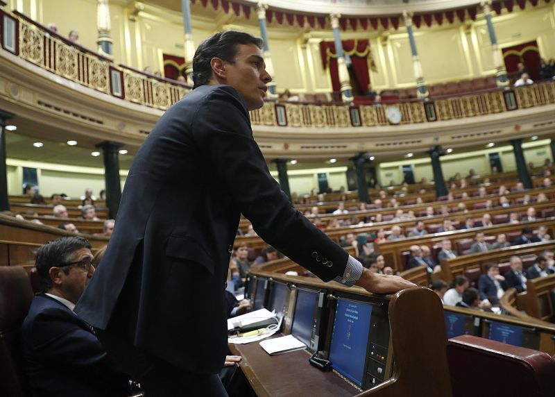 Pedro Sánchez, en el momento de emitir su voto