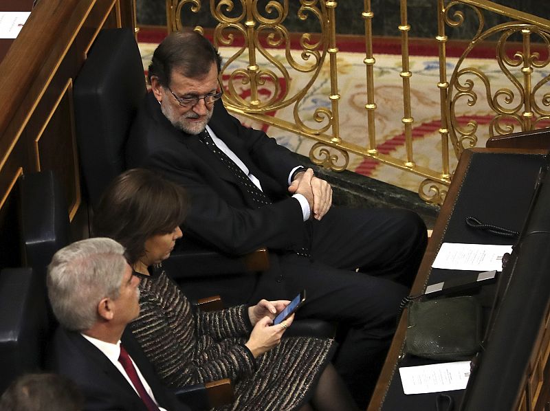 El presidente del Gobierno, Mariano Rajoy, durante la sesión solemne de la apertura de las Cortes