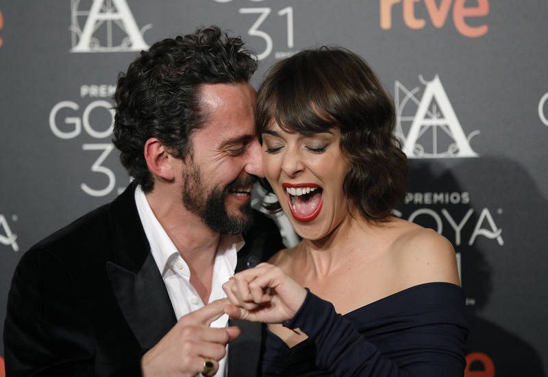 El actor y director de la película 'Kiki, el amor se hace', Paco León y la actriz Belén Cuesta, nominada a Mejor actriz revelación por la misma película.