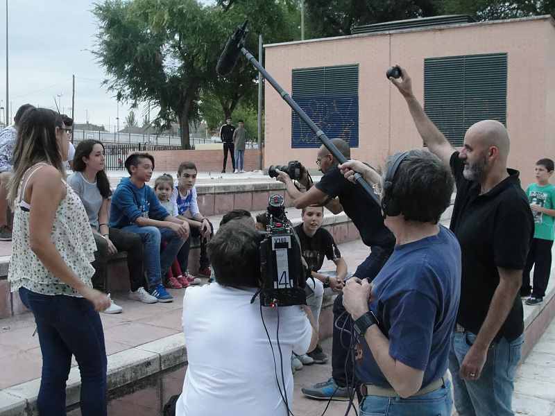 Durante la grabación del videoclip "Madres"