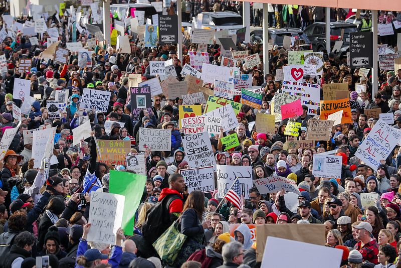 Numerosas protestas contra el veto migratorio recorren Estados Unidos