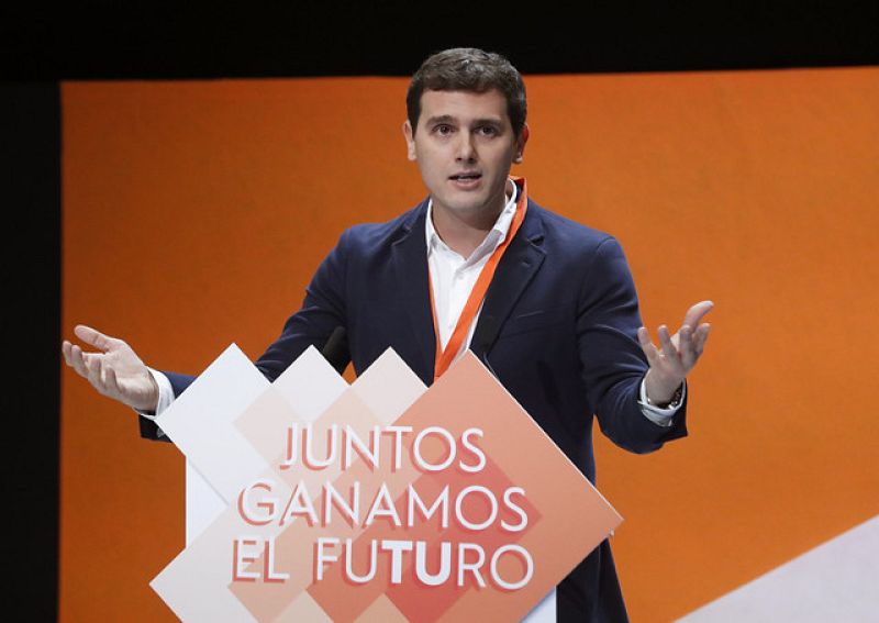 El líder de Ciudadanos, Albert Rivera, exponiendo su informe de gestión